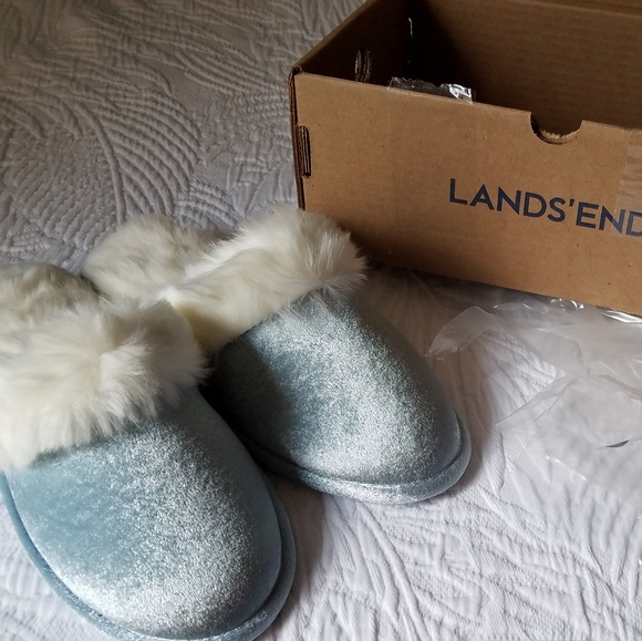 lands end women's shearling scuff slippers